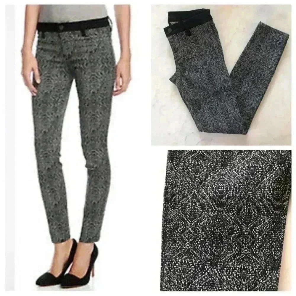 Genetic Denim Shane Black White Jacquard Skinnies